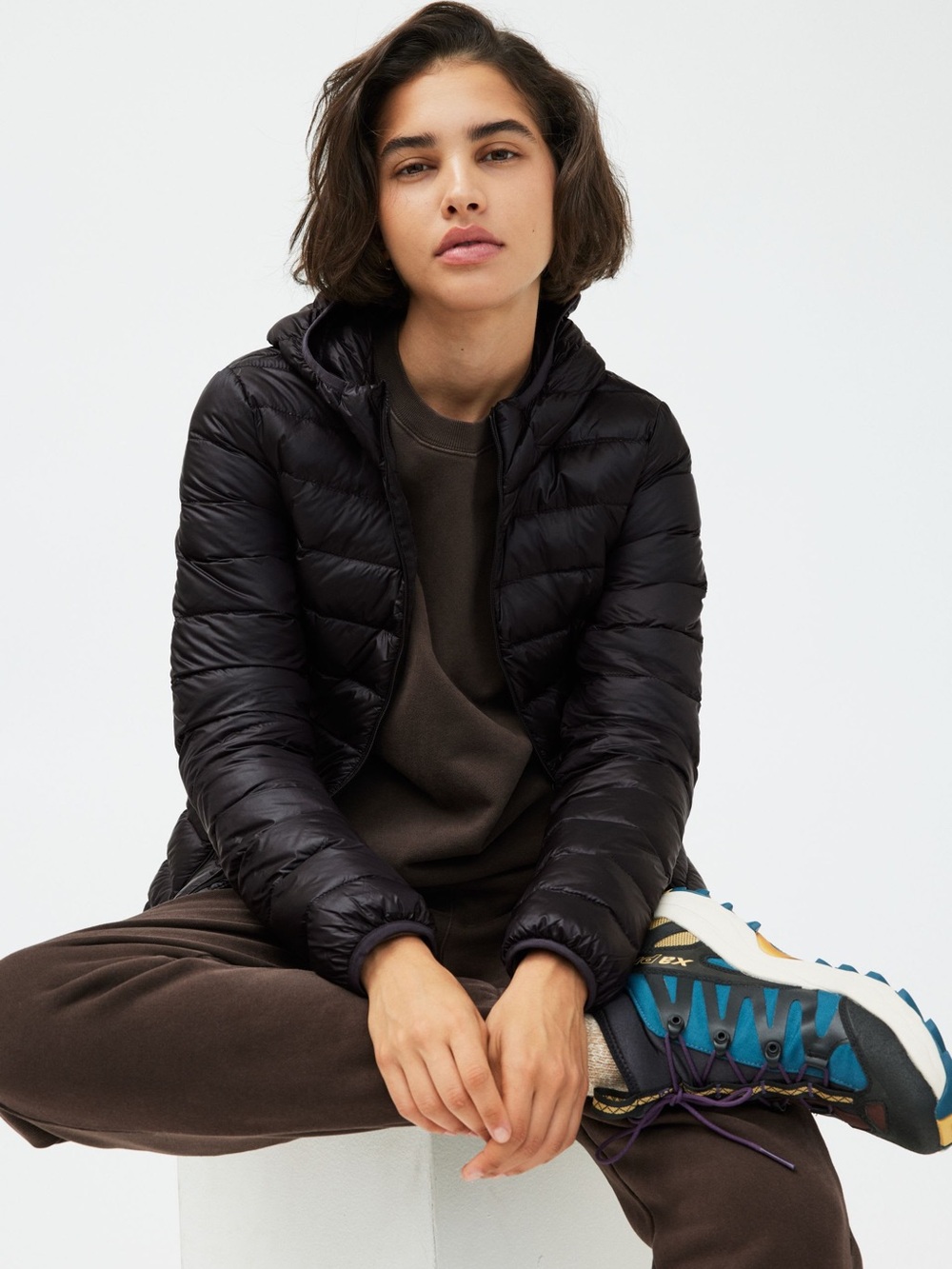 TNA Women's Black Packable Hooded Puffer Jacket